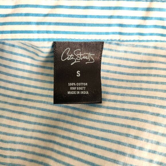 CITY STREETS White Blue Striped Shirt Dress Size S - Picture 5 of 7